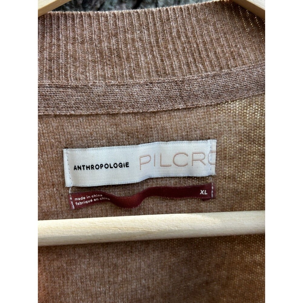 Pilcro Anthropologie Alani 100% Cashmere Mock Neck Sweater Size XL Brown - Picture 4 of 11